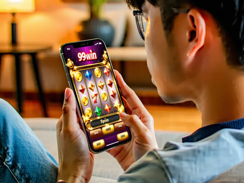 Người chơi trải nghiệm các trò chơi slot của 99win trên thiết bị di động