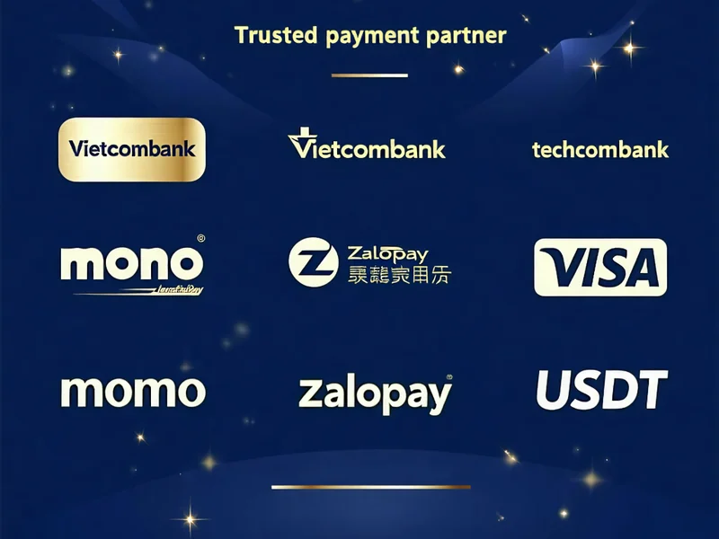Biểu tượng của các đối tác thanh toán uy tín và an toàn của 99win, minh họa sự đa dạng phương thức giao dịch