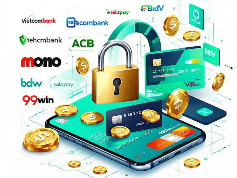 Biểu tượng bảo mật và các phương thức thanh toán đối tác của 99win